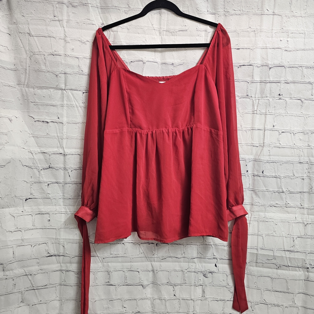 Ingrid & Isabel Red Long Sleeve Tie Front Blouse